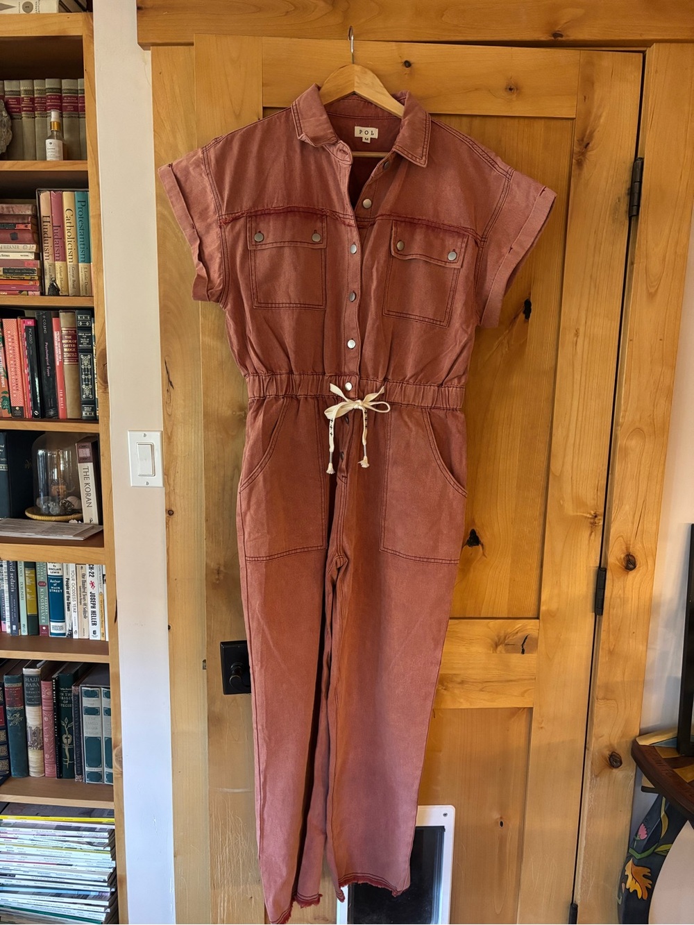 POL Washed Rose Button-Front Jacket